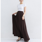 Maxi seelikud naistele k&otilde;rge v&ouml;&ouml;kohaga lahtine korea stiilis retro suvine elegantne pika plisseeritud seelik One Size tumehall v&auml;rv