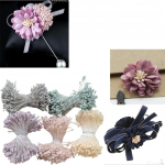 720 Pieces 6 mm Double Head Stamens Scrapbook Cards Home Decor Supplies Accessories Beige & Pink