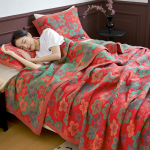 Kahekihiline puuvillane marlpleed &ndash; pikkade kiududega puuvillane uinakuks ja voodikatteks 200*230 Single Towel Blanket