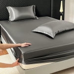 J&auml;&auml;siidist &uuml;lemine lina 90x200cm Mitu suurust Voodilina Pehme satiin Elastne Madrats Kodune Magamistuba Voodilina 360&deg; elastse kummiga 90x200cm gray