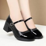 Moodsad naiste kingad 2024 Uus mood Retro &uuml;mara ninaga Pehmest nahast Vabaaja Mary Jane kingad Madala &auml;&auml;rega Veekindlad Platvormkingad 36(Foot23cm)