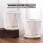 Suur keraamiline lillepott alusega Pothose, &auml;mbliktaimede ja sukulentide jaoks Ceramic Large