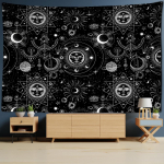 P&auml;ikese Tarot seinavaip Seinaripp Mandala Must-valge N&otilde;idus Ulme Bohemian TAPIZ ruumi kodukaunistus 95x70cm