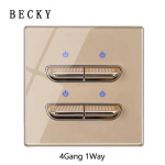 Kuldne karastatud klaasist seinakontaktpaneel LED Euroopa 16A pistikupesa Retro l&uuml;litusl&uuml;liti EL UK standard 2 USB pistikupesa 1-4 l&uuml;litit