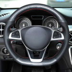 For Mercedes-Benz C200 C250 C300 B250 B260 A200 A250 Sport CLA220 Black Carbon fiber Leather Car Steering Wheel Cover Red Blue Thread