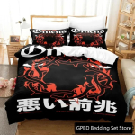 3D Prindi Bad Omens Voodipesu Komplekt Kahekohaline Twin King Tekikott Tekk Padjap&uuml;&uuml;r Poistele T&uuml;drukutele T&auml;iskasvanute Magamistuba EU Double 200x200cm black
