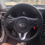 Kia Sportage 4 KX5 2016- K5 Optima 2016-2018 jaoks K&auml;sitsi &otilde;mmeldud Nahast S&uuml;sinikkiust libisemiskindel Roolikate 1