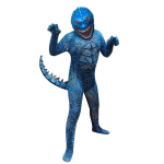 Godzillae Vs King Kong Cosplay Kost&uuml;&uuml;m Laste Dinosaurus Koletis Halloweeni Kombinesoonid + Peakate Multikas Fantasia Karnevali Rekvisiit Kingitus 140cm blue