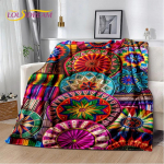 3D Etioopia V&auml;rviline Lilleline Kootud Kunstikorv Mandala Pehme Pl&uuml;&uuml;sist Tekk, Flanellist Visketekk Elutuppa Magamistuppa Voodile Diivanile 180x230cm