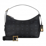 MCM Aren Visetos Monogrammiga Kuldne Lukk Ripats Trendikas Hobo &Otilde;lakott Kaetud L&otilde;uend V&auml;ikesed Naiste kotid Must MWHESTA01BK001 Basic Set (Bag+Dust Bag)