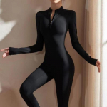 Pure Desire Royal Sister Hot Girl Moodne Jumpsuit Pikkade varrukatega T&otilde;mblukuga Jooga Jumpsuit Sport Jooksmine Fitnessp&uuml;ksid M must
