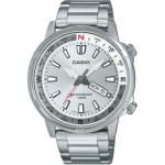 CASIO kvartsmehhanismiga roostevabast terasest rihmaga k&auml;ekell Unisex H&otilde;bedane sihver MTD-130D-7AV Silver Dial