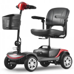 Red elderly four-wheeled electric scooter S1, sports folding model, four-wheeled electric skateboard, 300W, 12AH, advanced commuting vehicle punane