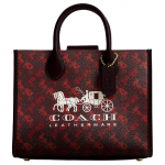 Coach Ace 26 Hobuse ja Vankri Prindiga Magnetilise Kl&otilde;pskinnitusega Kandekott Naiste Kandekott Lilla Burgundiapunane CR680-B4XJM Basic Set (Bag+Dust Bag)