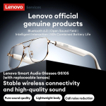 Originaal Lenovo GS105 4K Nutikad Juhtmevabad Prillid Bluetooth 6.0 AI P&auml;ikeseprillid HD Vabak&auml;ek&otilde;ned Muusika K&otilde;rvaklapid ENC M&uuml;ra Summutus Kahepoolne Mikrofon kuld