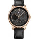 Tommy Hilfiger Damon Must T&auml;hik Must Nahk Meeste Kvartsikell 1791419 must