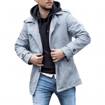 Meeste s&uuml;gismantli rev Keskmise pikkusega Trench-mantel &uuml;hev&auml;rviline lahtine tuulekindel n&ouml;&ouml;biga sisekujundus vabaaja t&auml;navar&otilde;ivad &uuml;herealine meeste kevadjope 4XL hall