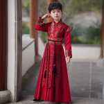 Poiste traditsiooniline Hanfu kost&uuml;&uuml;m: 2026 Noore Meistri Hiina Tang-&uuml;likond rahvuslike uuringute esinemiseks 140 cm brown