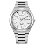 Citizen Integreeritud Super Titaan Seeria 100M Veekindel Eco-Drive Kvartsmehhanismiga Super Titaanist K&auml;ev&otilde;ruga Kell Meeste kellad Valge AW0130-85A White Dial white