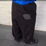 ZYLLO Y2K Trendikad Jooksud Street Retro Voolujoonelised &Otilde;mblused Tikitud Logo Unisex Treeningp&uuml;ksid Hip Hop Harajuku &Uuml;le suuruse L&otilde;ikega Vabaaja P&uuml;ksid L must
