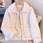 Small Breeze Lamb Palus mantel naiste s&uuml;gistalv uued kvaliteetsed &uuml;ler&otilde;ivad karvased karusnahad &uuml;ks jope, l&uuml;hikesed polsterdatud topid naistele L valge