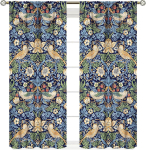 Lilleline Kardin Sinine William Morris Originaaldisain Maasikavaras Magamistuba Elutuba K&ouml;&ouml;k Privaatsus Vintage Valmistatud Pol&uuml;estrist Pestav Suurep&auml;rane Valmis W100*H140(CM)-Rod Pocket&2PCS