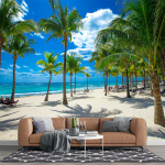 Kookose seinamaalingud Ranna tapeedid Troopiline maastik tapeet Poiste t&uuml;drukute magamistuba elutuba 3D ranna tapeet Kodu kaunistus 200 cm(W) x 140 cm(H)