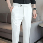 Suvised Meeste &Uuml;likonnap&uuml;ksid &Uuml;hev&auml;rvilised Korea Kitsad Smart Casual Pahkluupikkusega P&uuml;ksid Mees Pulmakleit Kontori &Uuml;likonna P&uuml;ksid Mees 29 valge