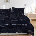3 tk Wednesday Addamsi tekikottide komplekt - Masinpestav, Sisaldab 1 tekikotti ja 2 padjap&uuml;&uuml;ri, T&auml;idiseta, Aastaringselt kasutatav kodukaunistus 200x220cm white
