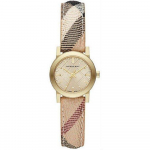 Burberry BU9219 sihver Haymarket Check rihm Naiste k&auml;ekell 26mm kuld