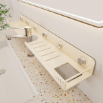 Imeotsikuga Vannitoariiulid Seinale Paigaldatav Puurimiseta Seinakinnitusega Riiul Veekindel S&uuml;sinikterasest U-kujuline Hoiustamisriiul (Beige,40cm) beež