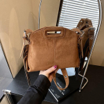 Br&auml;ndi disaineri seemisnahast naiste &otilde;lakott Retro tutiga crossbody kott Koti kujuline k&auml;ekott 24x10x20cm pruun