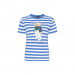 Polo Ralph Lauren Logo Prindiga Triibuline L&otilde;tv L&otilde;ikega &Uuml;mmarguse Kaelusega L&uuml;hikeste Varrukatega T-s&auml;rk Naiste Topid Sinine WMPOKNINCU20925-400 XS