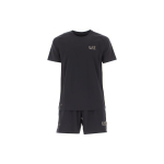 Emporio Armani EA7 Logo Kirjadega &Uuml;mmarguse Kaelusega L&uuml;hikeste Varrukatega Vabaaja Spordikomplekt Meeste komplektid Must 8NPV01-PN2CZ-1200 S