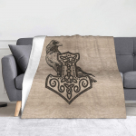 Mjolnir Thori Vasar Tekk Flanell S&uuml;gis/Talv Viiking Hingav Pehme Visketekid Voodipesuks Reisimine Tekk 130x150cm