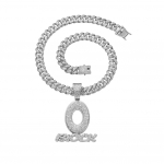 Iced Out O BLOCK Ripatsiga Kaelaehted Sulam Kullatud Kuuba L&uuml;lidega Kett Hip Hop Bling Streetwear Statement T&auml;hega Ripats Ehted Cuban chain&16inch(40cm) h&otilde;be