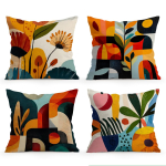 4 tk abstrakse v&auml;rvilise geomeetrilise kujundiga tr&uuml;kitud &uuml;hel k&uuml;ljel padjakate elutuppa, magamistuppa, autosse, kodu kaunistuseks Short plush 18*18(CM)-4Pcs