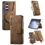 2-&uuml;hes magnetiline t&otilde;mblukuga kaardipesa nahast &uuml;mbris Samsung Galaxy Z Fold 8 ultra 7 6 5 jaoks juhtmevaba laadimisega kott rahakott kate Galaxy Z Fold 7 pruun