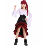 Halloweeni Laste T&uuml;drukute Keskaegne Piraadi Cosplay Kost&uuml;&uuml;m Kapten Jahinaise Korsettkleit Paeltega Retro Gooti &Uuml;likond Peokleidid M valge