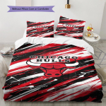 Chicago Bulls Mustriga Voodipesukomplekt Tekikate Padjap&uuml;&uuml;r Kodu Dekoor Kingitus (1 * tekikott + 2 * padjap&uuml;&uuml;ri, ilma s&uuml;damikuta) 200x220cm