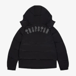 Unisex Kapuutsiga Puhviparkka Tikitud T&auml;htedega Streetwear Talvemantel Paks Puuvillane T&auml;idis L&otilde;tv L&otilde;ige Medium must valge v&auml;rv