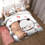 Bubu Dudu Multifilmi Armas Karu Kawaii J&otilde;ulukink Voodipesukomplekt Kahekohaline Kuninglik Suurus Tekikott ja Padjap&uuml;&uuml;r Laste Tekikoti Komplekt EU Single 135*200cm/53x79in 3pcs