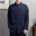 Kevad Hiina traditsiooniline Tangi &uuml;likond Hanfu s&auml;rk Meeste p&uuml;stkrae kampsun Vabaaja Hanfu s&auml;rgid Retro n&ouml;&ouml;pidega pealmine osa S black