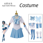 T&auml;iskasvanud Naine T&uuml;drukud Cosplay Anime Super Sailor Mercury Kost&uuml;&uuml;m Parukas Kleit J&otilde;ulud &Uuml;likond Parukas Peo R&otilde;ivad Lolita Sailor M white
