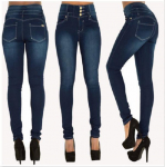 S - XXL Kitsad k&otilde;rge v&ouml;&ouml;kohaga pliiatsip&uuml;ksid naistele Stretch Denim Teksad P&uuml;ksid Pantalones de mujer xxl sinine