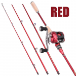 &Otilde;ngeritv Combo 17+1BB s&ouml;&ouml;darull, 4 sektsiooniga s&uuml;sinikkiust bassiheitev &otilde;ngeritv 2.1M Rod&Reel Left Hand punane