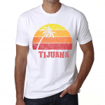 Meeste vintage T-s&auml;rk Graafiline T-s&auml;rk Tijuana Sunset White XS valge