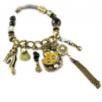 Les Tr&eacute;sors De Lily [E2573] - Bracelet Cr&eacute;ateur 'Tour du Monde' Moutarde Gris hall