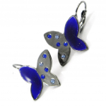 NOA [I2129] - Boucles cr&eacute;ateur 'Papillon de Cristal' bleu sinine