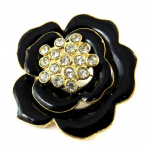 Les Tr&eacute;sors De Lily [N9304] - Broche Cr&eacute;ateur 'Rosa Romantica' noir dor&eacute; must